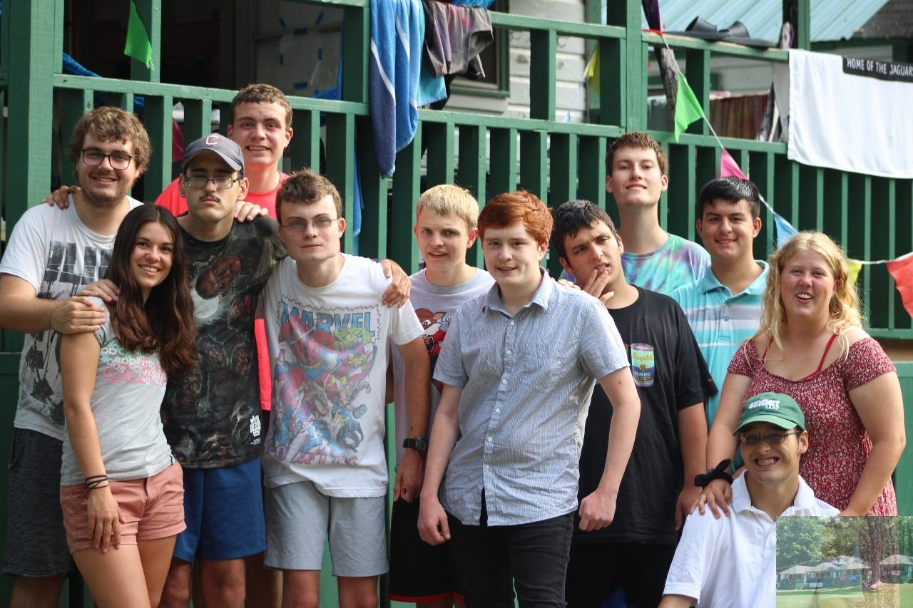 Summit participants spending time together outdoors.